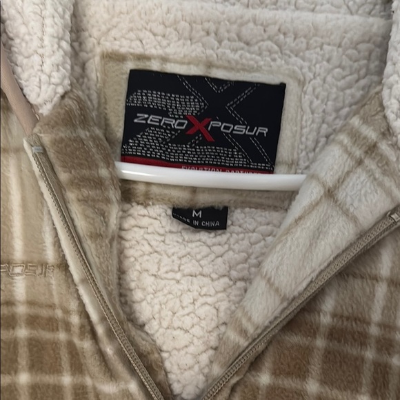 ZeroXposur Cream and Brown Jean Jacket with Cozy Hood - Picture 4 of 9